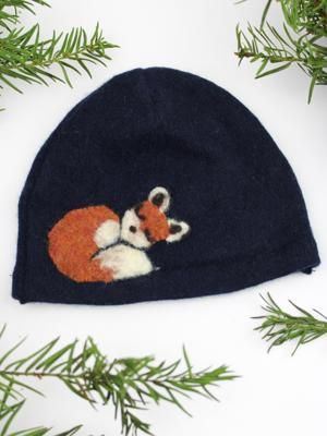 Irregular Cashmere Hat - Baby Navy Blue Fox