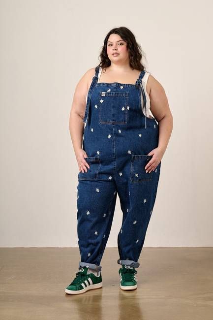 Original - Denim Dungarees in Daisy Embroidery