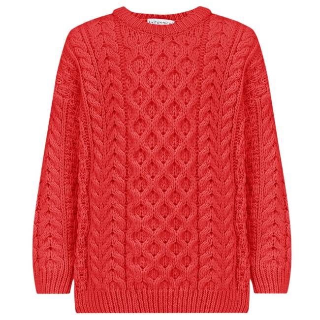 Cadogan Supersoft Merino Girls Sweater - Coral