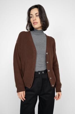 Kurze Strickjacke dunkelbraun