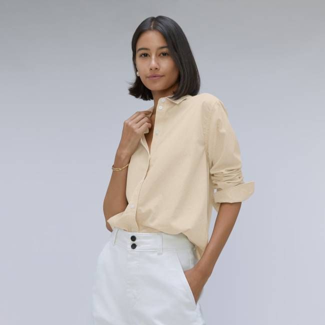 The Must-Have Shirt in Silky Cotton | Golden Palm / White
