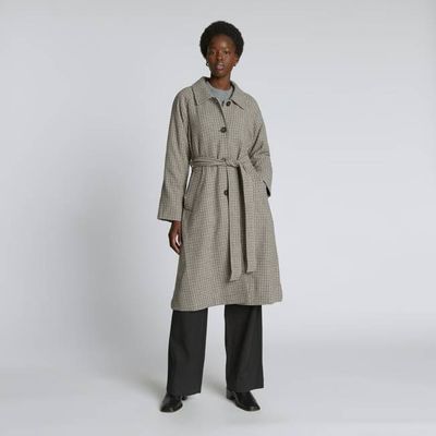 The Italian ReWool® Trench | Pewter Houndstooth