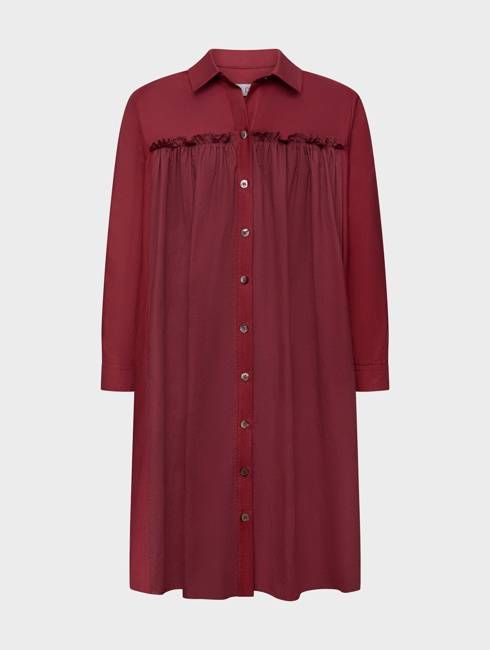 Celia Dress Cotton Poplin Deep Red
