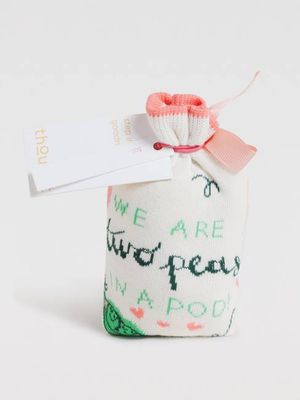 Peas In A Pod Bamboo Sock Gift Bag - Stone White