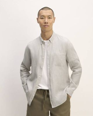 The Classic Shirt in Linen | Stone / White
