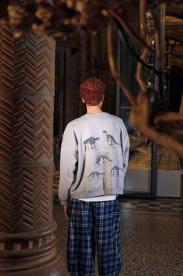 L.E. Sutton - Cotton Oversized Sweatshirt in Dinosaur Natural History Museum & Yak Print