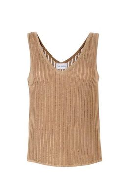 Caldo Tanktop aus 100% Leinen Sandfarben