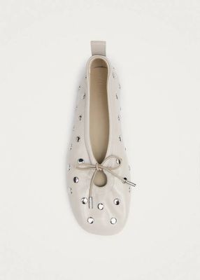 Rosalind All Studs Cream Leather Ballet Flats