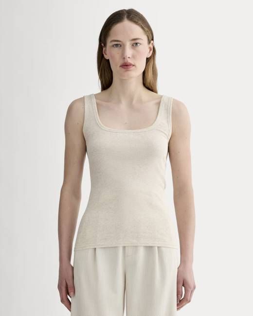 The Luxe Rib Square-Neck Tank | Heathered Oat