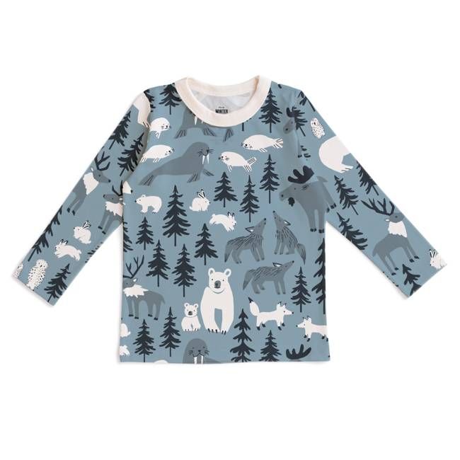 Long Sleeve Tee - Northern Animals Mountain Blue