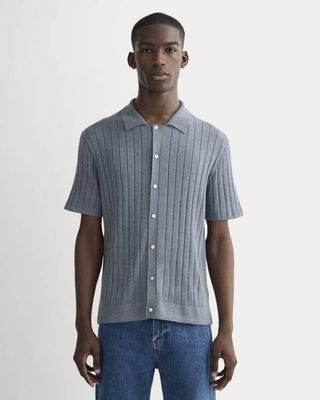 The No-Sweat Button-Down Polo | Heather Sage Blue