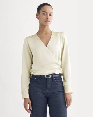 Wrap Top in Silk Charmeuse | Peyote