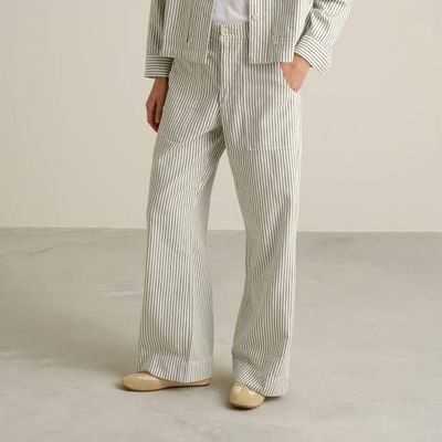 DEDICATED - Workwear Pants Vara Work Stripe Forest Green