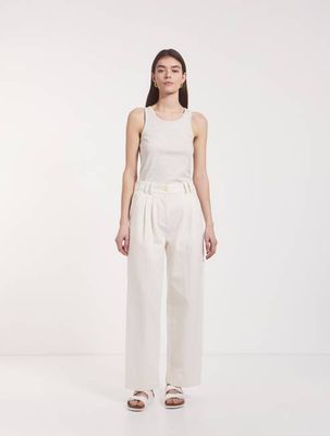 Organic Cotton Denim Trousers in Off White