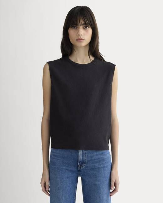 The Muscle Tee in Cotton Linen | Black