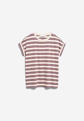 IDAARA STRIPES T-SHIRT | ungefärbter Samt rot-zartblau