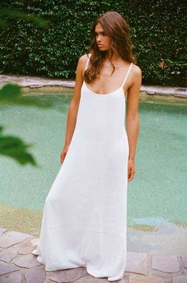 Mari Maxi Dress - White Crinkle Linen