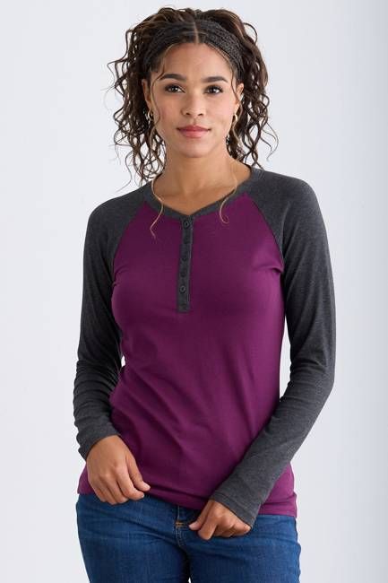 Women's Organic Long Sleeve Raglan Henley