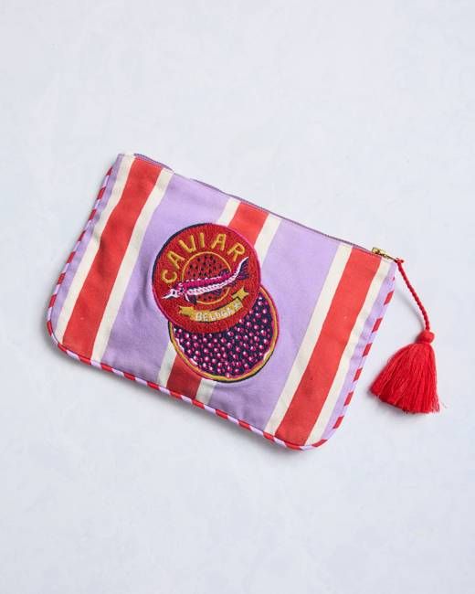 Champagne & Caviar - Embroidered Pouch - Lavender Spritz