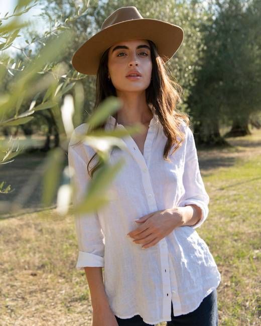 Mary - Linen Shirt in White