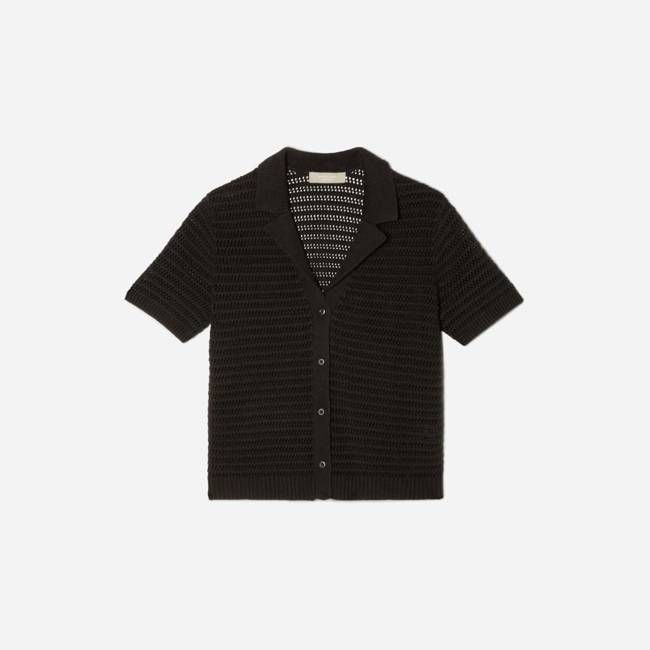 The Crochet Knit Polo | Black