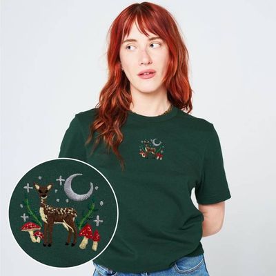 Woodland Scene Embroidered T-Shirt (Unisex)