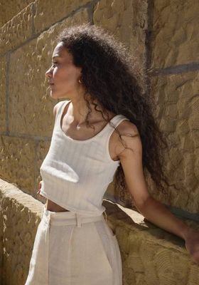 Crop Pointelle Scoop Tank Natural