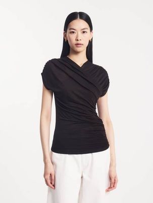 Off Shoulder Wrap Top Bitter Chocolate