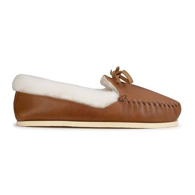 The Women's Cozy Moccasin in Caramel ~ Wide