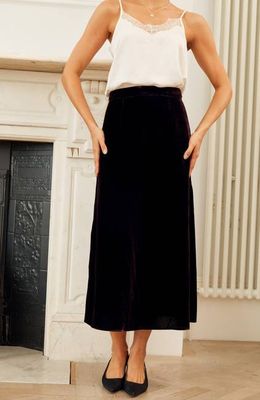 Velvet Midi Skirt | Aubergine
