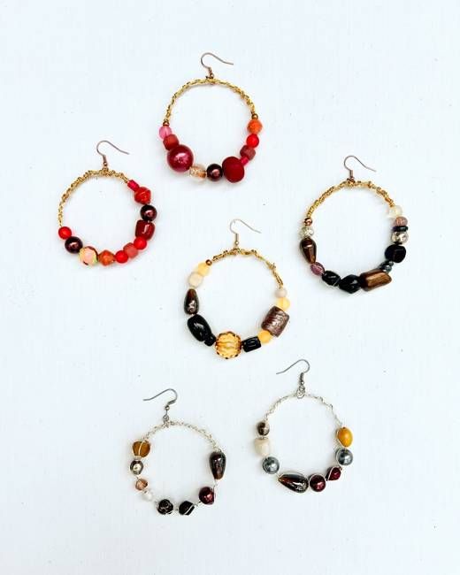 Women's Vintage Bead Hoop Earrings - Gold Circle Design - Constance Wilde