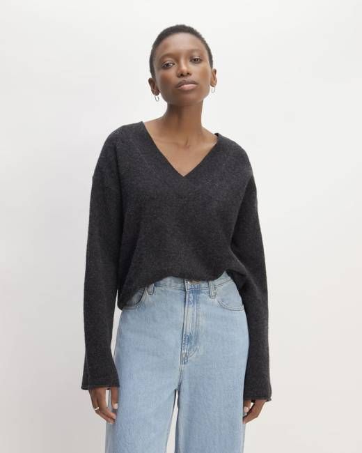 The Cozy-Stretch V-Neck Sweater | Charcoal