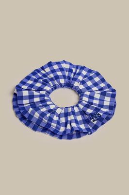 Anya - Oversized Viscose Scrunchie in Blue Gingham Check