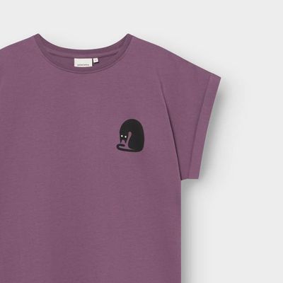 DEDICATED - T-shirt Visby Curious Cat Berry Violett