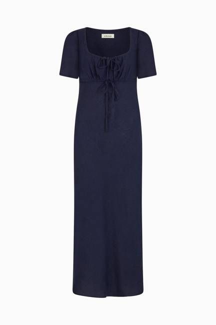 The Clementine Midi Dress in navy blue
