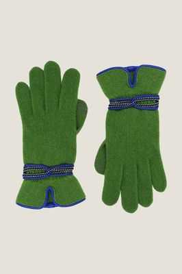 SANTACANA Touchscreen Wool & Cashmere Blend Gloves | Green/Navy