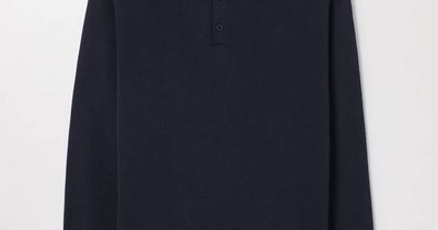 Dark Navy Merino Wool Polo | Buttoned Long Sleeve | Asket