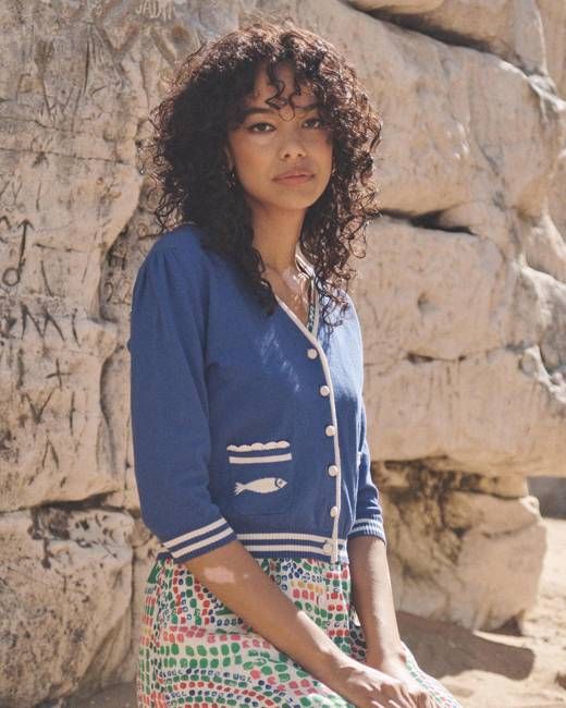 Lowie Cobalt Cotton Fish Cardigan