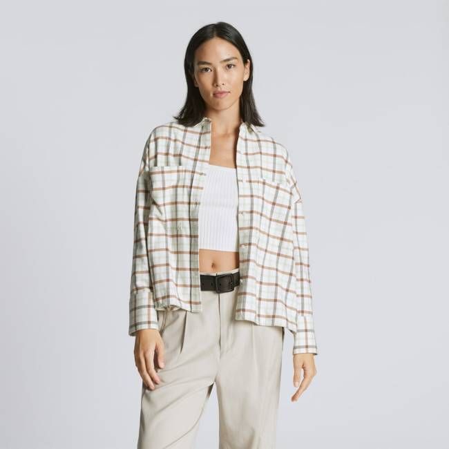The Boxy Flannel | Seafoam / Tobacco Brown Plaid