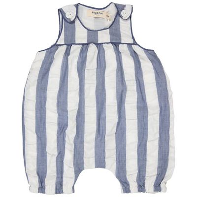 Playsuit für Babys (Seersucker Wide Stripe) - Indigo
