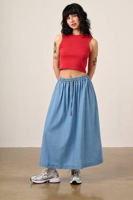 Clara - Cotton Maxi Skirt in Light Blue