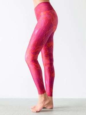 Yoga Leggings Paradise Birds Red - Hoessee