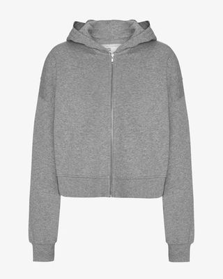 Organic Crop Zip Hood - Heather Grey