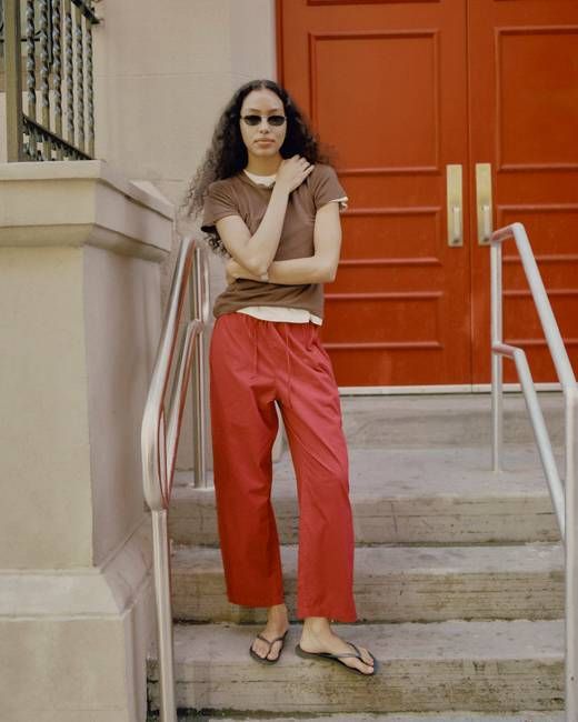 All Day Pant, Organic Poplin, Tomato