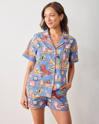 Unleashed Stories - Short PJ Set - Bookkeeper Blue