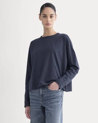 Oversized Boxy Crew in Essential Cotton | Deep Navy