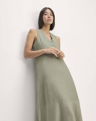 The Linen V-Neck Maxi Dress | Sage Green