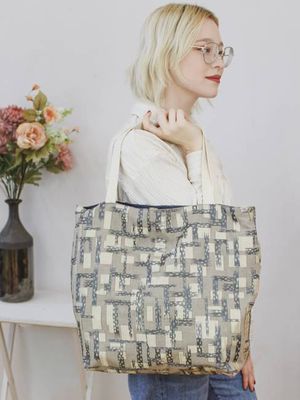 Abstract Geometric Embroidered Tote
