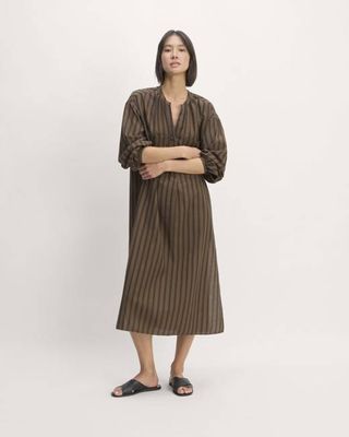 The Gauze Caftan Dress | Cocoa / Black