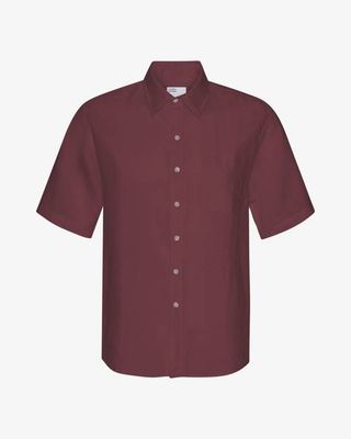 Linen SS Shirt - Oxblood Red